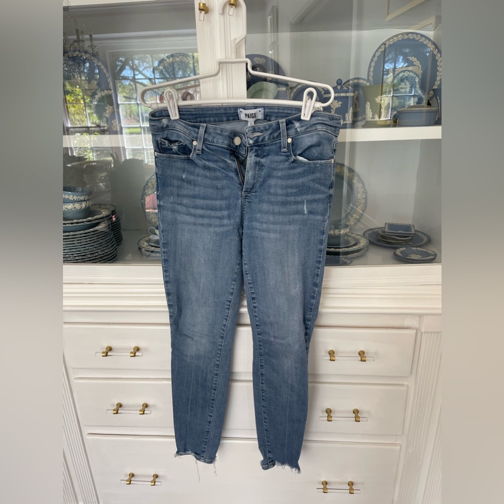 Light color distressed Paige denim